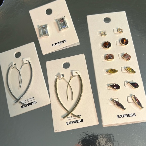 EXPRESS NEW ON CARD EARRING LOT OVER $90 retail value! - Picture 1 of 14